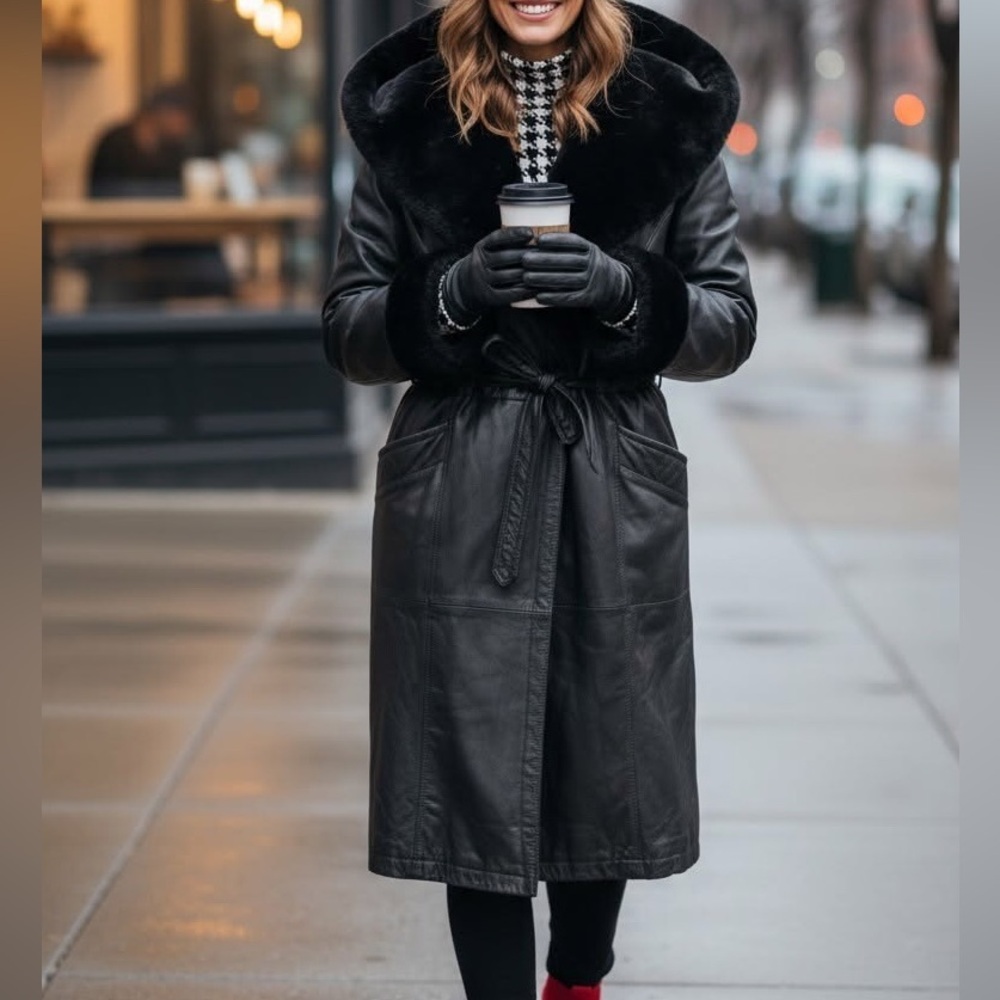 Colebrook & Co Black Faux Fur-Trim Long Coat - Women's Winter Coat